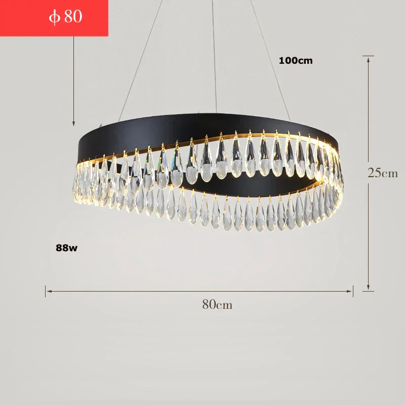 Gold Crystal Dining Chandelier Oval 120cm