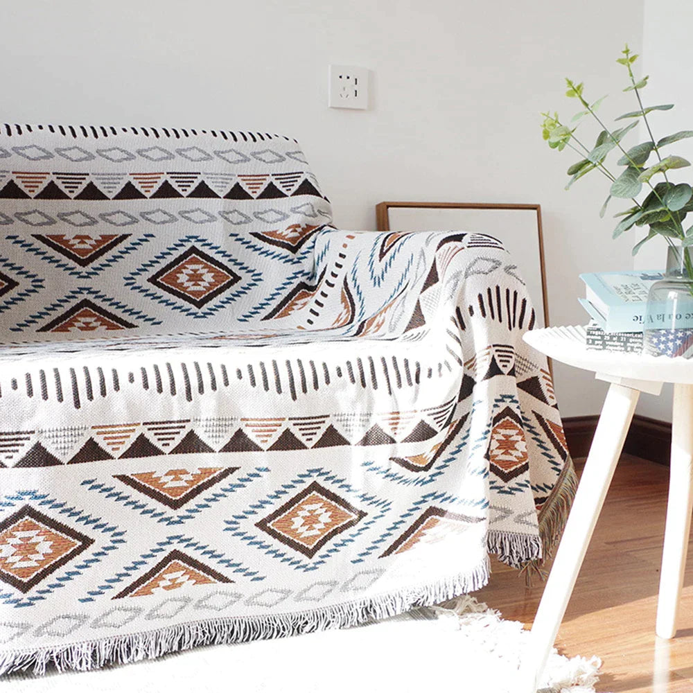 Nordic Plaid Knitted Blanket