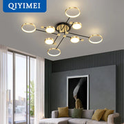 Gold Frame 6-Head Dimmable LED Chandelier