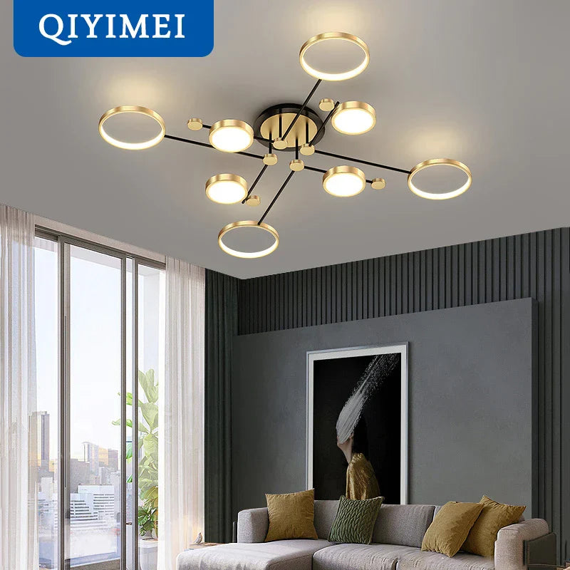 Gold Frame 6-Head Dimmable LED Chandelier