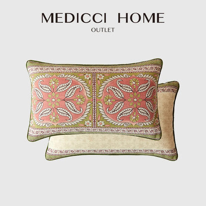 DecorBites™ Datura Flowers Print Wool Velvet Mandala Cushion Cover Luxe Pillow Case