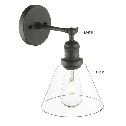 DecorBites™ Funnel Flared Glass Clear Glass Shade Single Sconce Wall Lamp