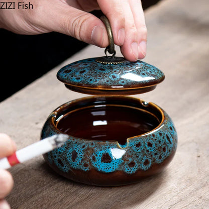 DecorBites™ Glazed Porcelain Ashtray: Stylish Desk Decoration & Gift for Boyfriend