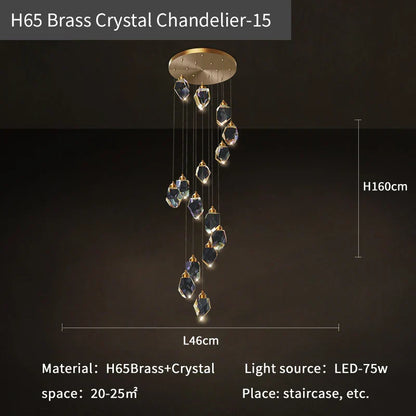 DecorBites™ Crystal Diamond Chandelier for Duplex Building Stairwell Loft Pendant Lighting