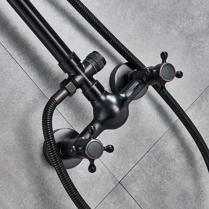 DecorBites™ Black Bronze Shower Faucet Set with 8" Rain Shower Head & Hand Shower