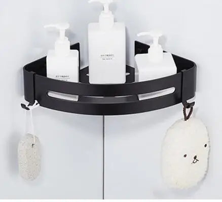 DecorBites™ Black Aluminum Wall Mounted Bathroom Corner Shelf for Bath and Kitchen Storage
