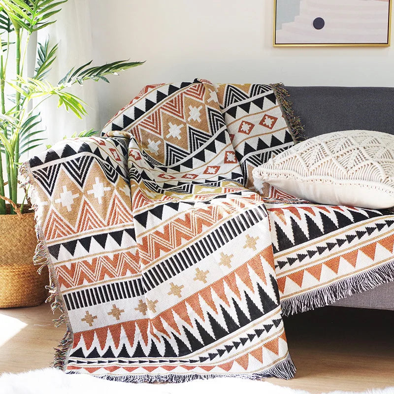 Nordic Plaid Knitted Blanket