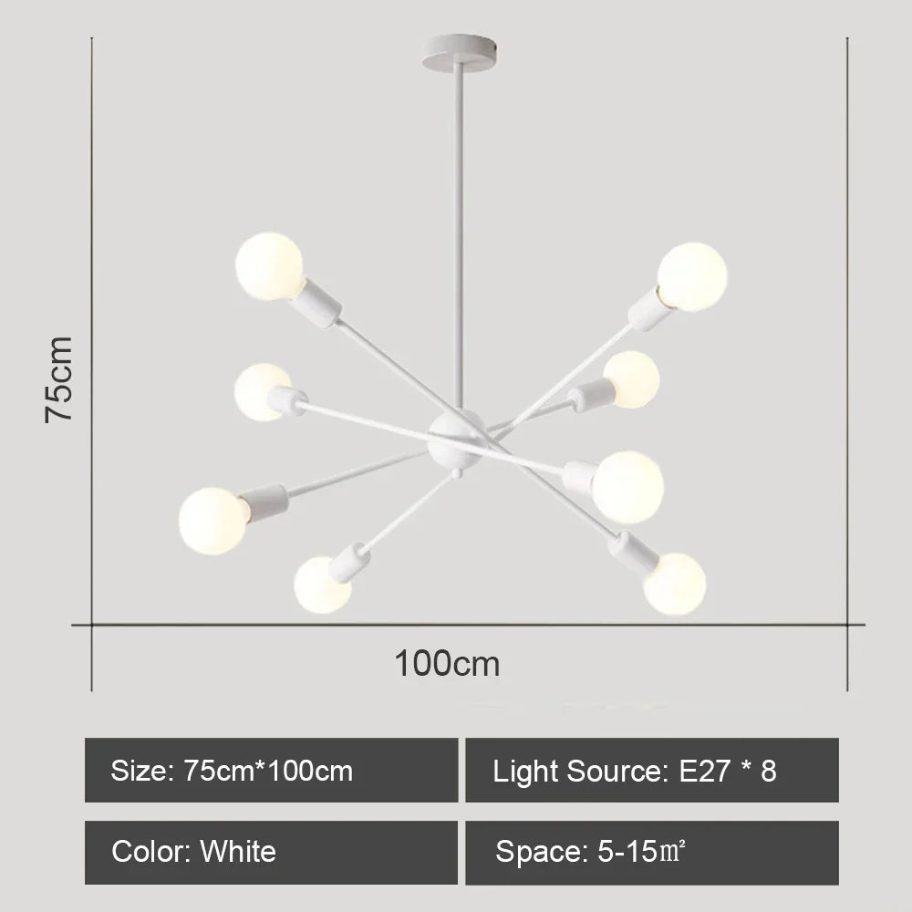 DecorBites™ LED Ceiling Chandelier: Modern & Industrial Sputnik Style for Living Room & Bedroom