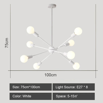 DecorBites™ LED Ceiling Chandelier: Modern & Industrial Sputnik Style for Living Room & Bedroom