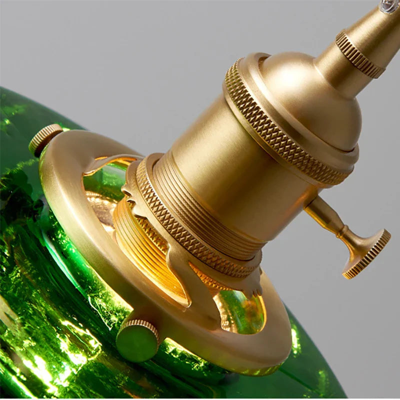 Green Glass Brass Chandelier