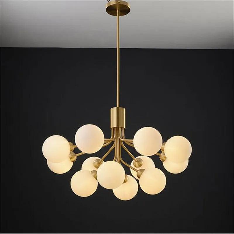 Gold Glass LED Dining Chandelier 18-Head Design