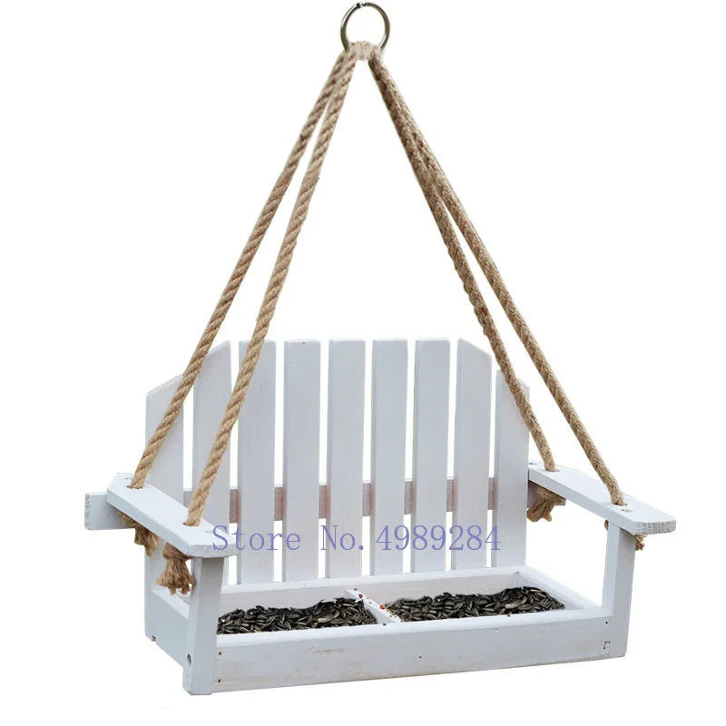 DecorBites™ Bird Feeder Chair: Outdoor Garden Patio Decoration with Wooden Design