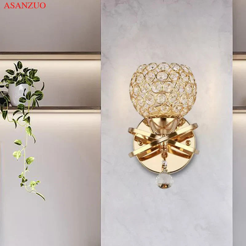 Gold Crystal LED Wall Lamp Single-Head Right