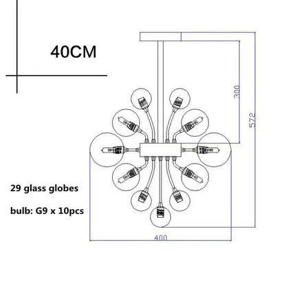 DecorBites™ Glass Globe LED Chandelier: Nordic Luxury Metal Pendant Lighting for Living Room