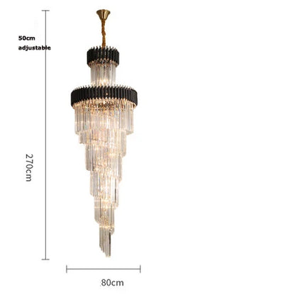 DecorBites™ Crystal Black Clear LED Chandelier Lighting for Staircase Foyer