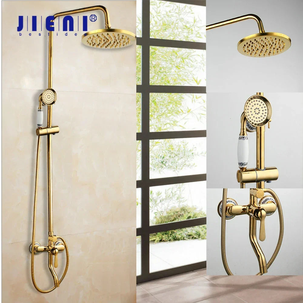 DecorBites™ Golden Polished Shower Head with High Pressure Aerator Nozzle