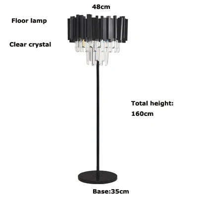 DecorBites™ Crystal Marble LED Floor Lamp - Art Deco Golden Black Stainless Steel