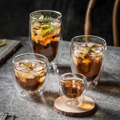 DecorBites™ Double-Walled Transparent Glass Cup - Versatile Drinkware for Any Occasion