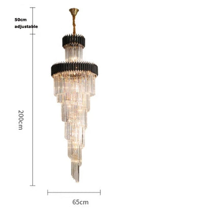 DecorBites™ Crystal Black Clear LED Chandelier Lighting for Staircase Foyer