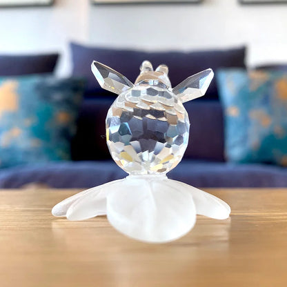 DecorBites™ Crystal Bee & Leaf Glass Figurine - Home Decor & Gift Ornament