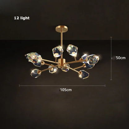 DecorBites™ Crystal Copper Round Chandelier: Elegant LED Suspension Lamp for Dinning Room