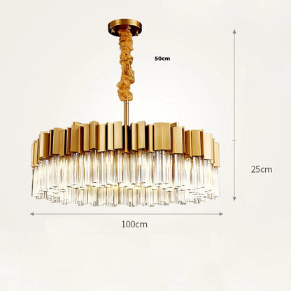 DecorBites™ Golden Stainless Steel Crystal Chandelier for Elegant Foyer Lighting