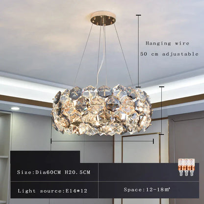 DecorBites™ Crystal Wrought Iron Chandelier: Creative Dining & Living Room Suspension Light