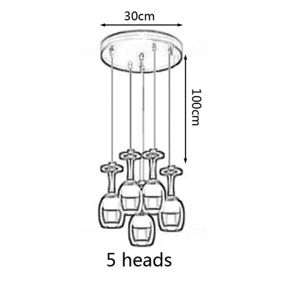 DecorBites™ LED Wine Glass Pendant Lights for Restaurant, Bar, and Dining Room