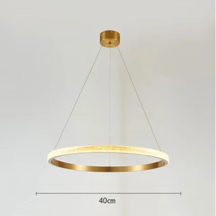 Gold Circle LED Chandelier 3-Ring Design