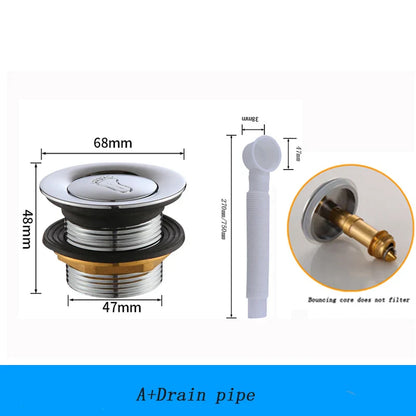 DecorBites™ Copper Tub Tub Pop-Up Core Foot Drainer Valve Drain Pipe Fittings