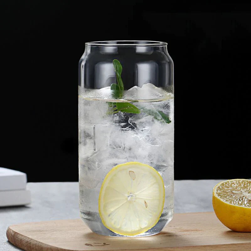 DecorBites™ Glass Drink Cup with Bamboo Lid - High Borosilicate Glass Tea Juice Coffee Mug