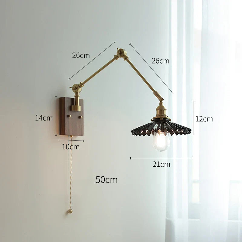 DecorBites™ Copper Swing Arm Wall Lamp Sconce - LED Wall Light for Bedroom Living Room