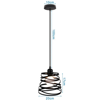 DecorBites™ Industrial Nordic Cage Pendant Light, Black Iron Retro Loft Hanging Lamp