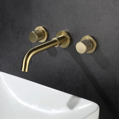 DecorBites™ Brushed Gold Basin Faucet: Single Handle Wall Mount Brass Mixer Tap, Cold/Hot Water