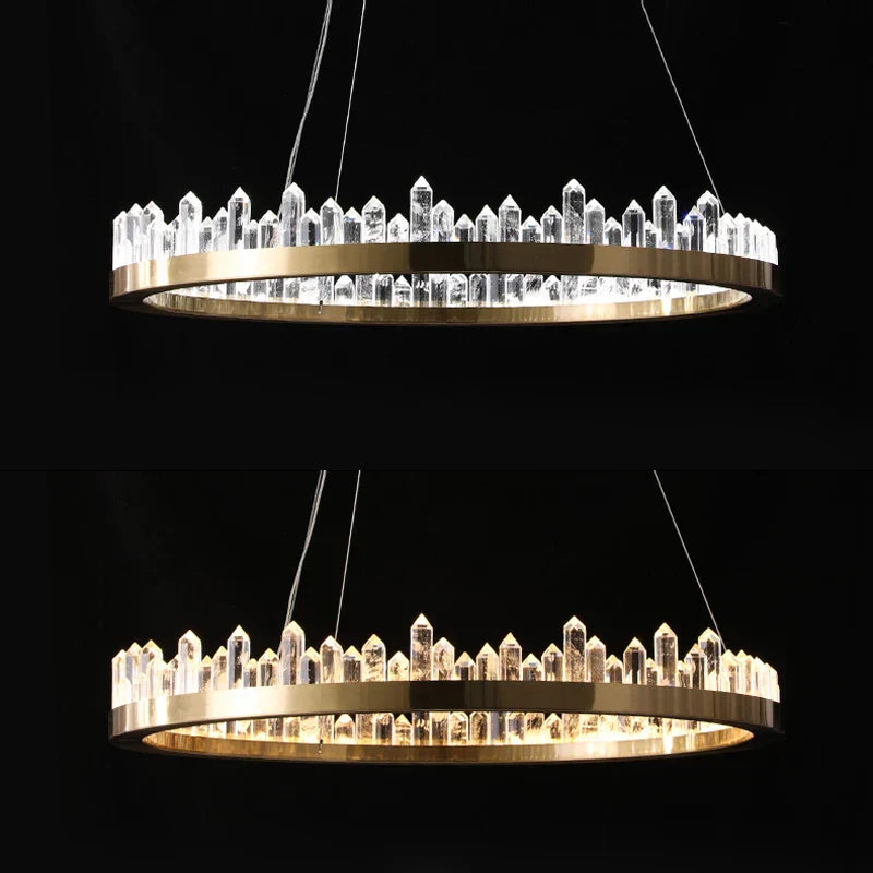Gold Crystal Dining Chandelier Rectangle 100cm
