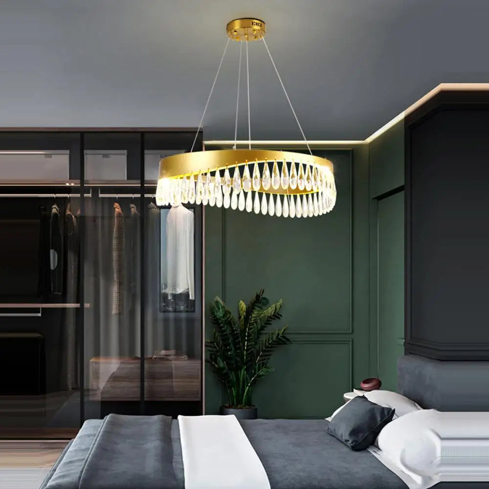 DecorBites™ Crystal Stainless Steel LED Chandelier for Foyer