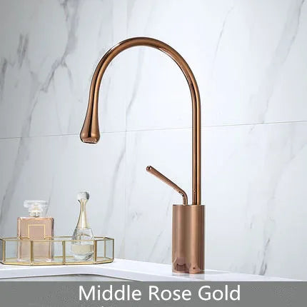 DecorBites™ Gold Brass Marble Basin Faucet Hot Cold Sink Mixer Tap