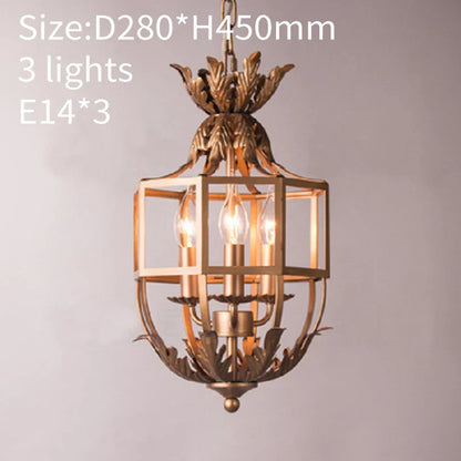 DecorBites™ Grey/Gold Metal Cage Chandelier: Russian-Inspired, 3-Light Lustre for Nursery, Kitchen, Dining