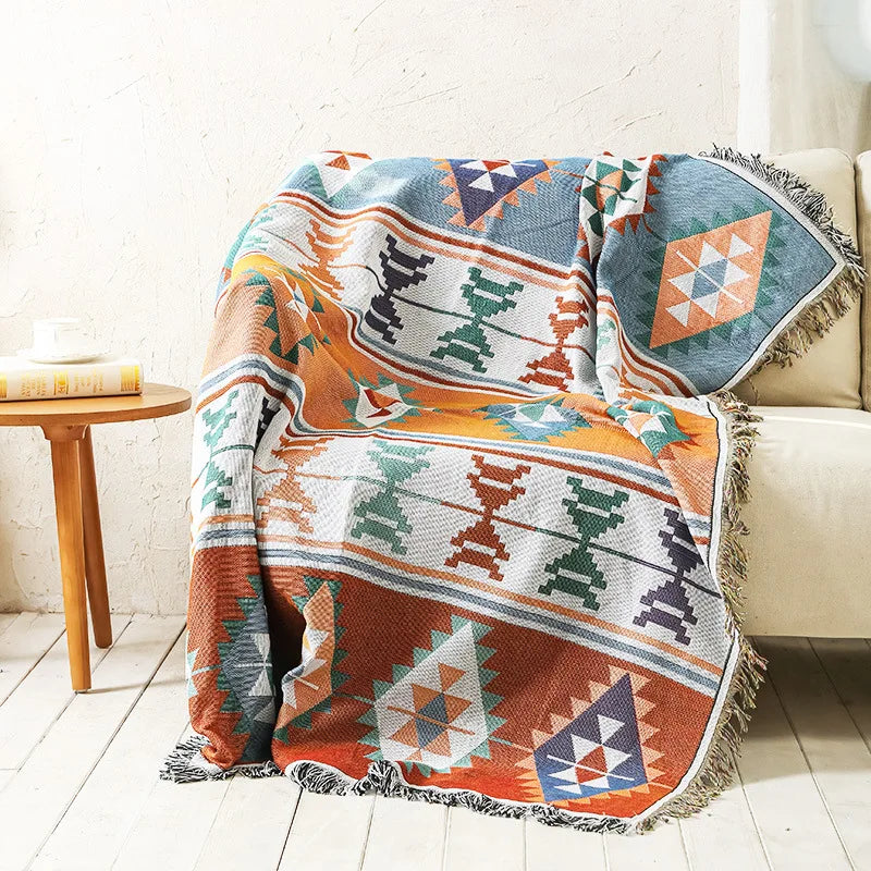 Nordic Plaid Knitted Blanket