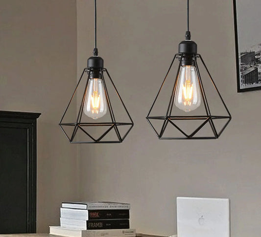 DecorBites™ Industrial Vintage Iron Cage Pendant Light for Home Kitchen Living Room Décor