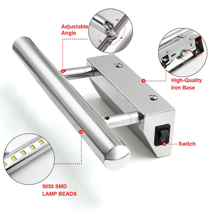 DecorBites™ LED Bathroom Wall Light Stainless Steel Makeup Mirror Lamp Fixtures