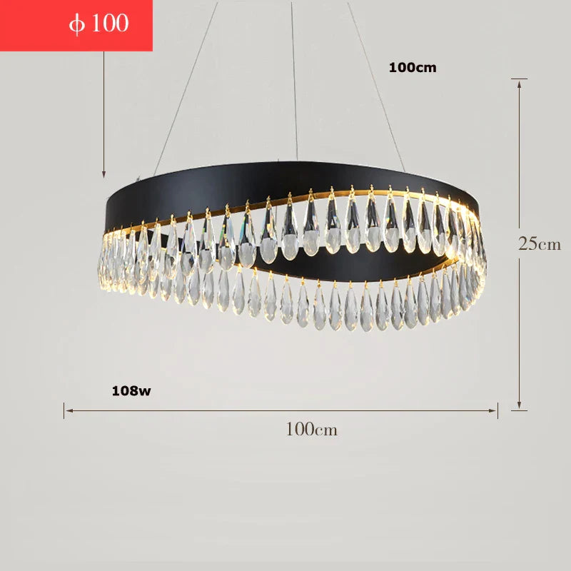 DecorBites™ Golden Crystal Stainless Steel Chandelier for Dining Room