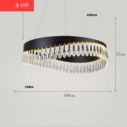 DecorBites™ Crystal Stainless Steel LED Chandelier for Foyer