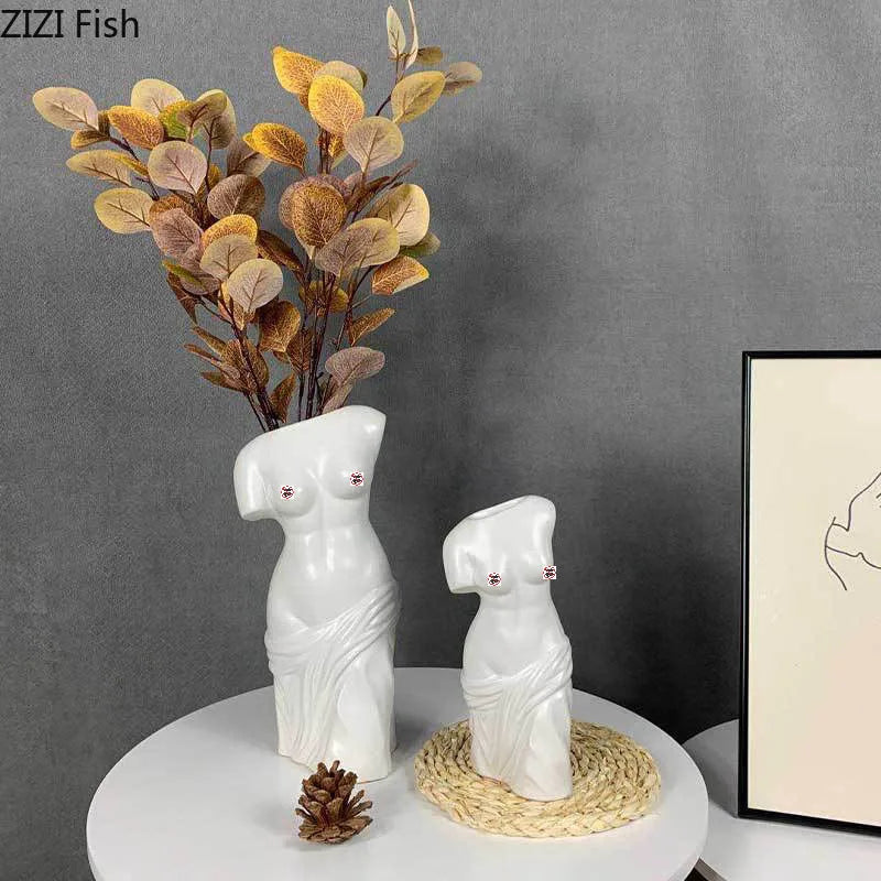 DecorBites™ Human Body Figurine Bust Vase for Home Décor and Art Decoration