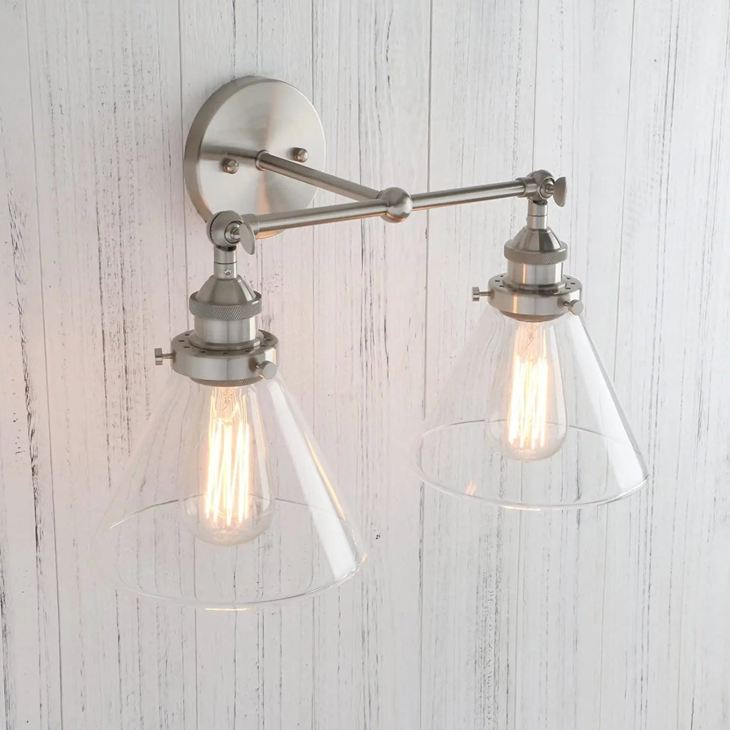 DecorBites™ Funnel Glass Metal Wall Light Double Heads Sconce Lamp Fixtures