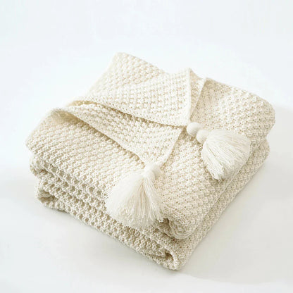 DecorBites™ Knitted Woolen Ball Blanket - Super Warm Cozy Sofa Throw Blanket