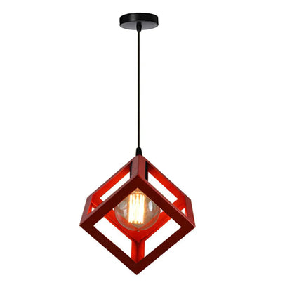 DecorBites™ Geometric Cube Pendant Lights Trio Metal Shades Square Ceiling Lamps