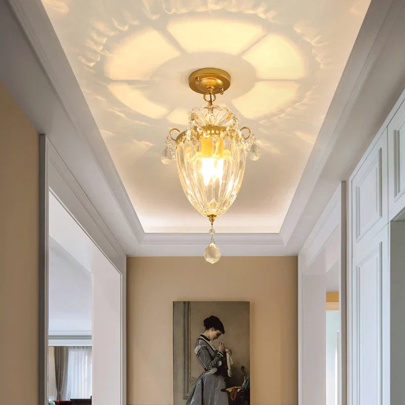 DecorBites™ Gold Crystal Round Ceiling Chandelier for Living Room LED Light Fixtures
