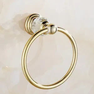 DecorBites™ Gold Crystal Bathroom Accessories Set: Luxe Brass Bath Hardware Wall Mount Collection