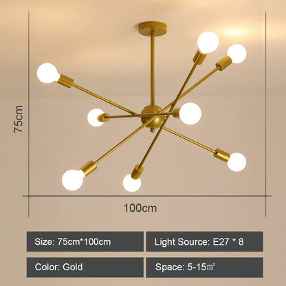 DecorBites™ LED Ceiling Chandelier: Modern & Industrial Sputnik Style for Living Room & Bedroom